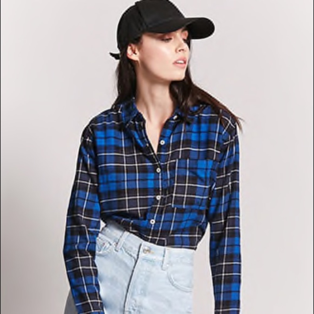 Forever 21 Cropped Plaid Flannel Top